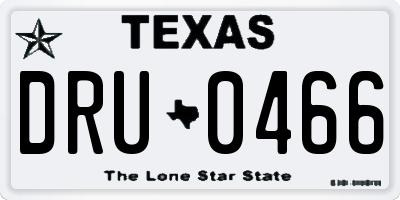 TX license plate DRU0466