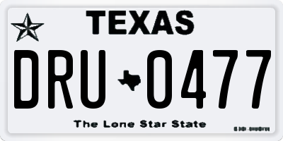 TX license plate DRU0477