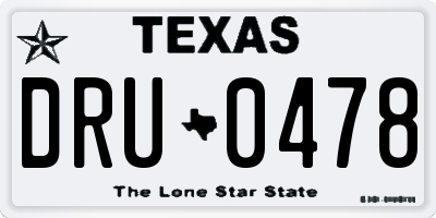 TX license plate DRU0478