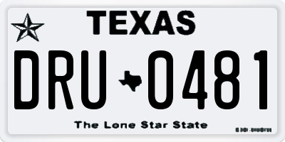 TX license plate DRU0481