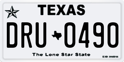 TX license plate DRU0490