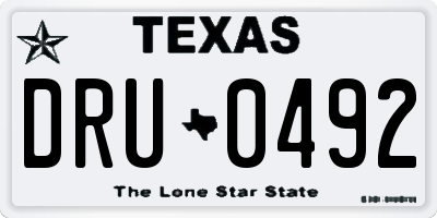 TX license plate DRU0492