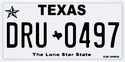 TX license plate DRU0497