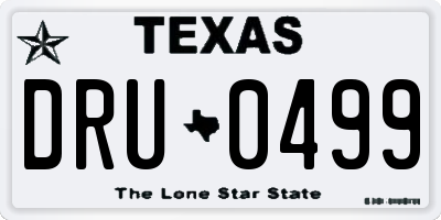 TX license plate DRU0499
