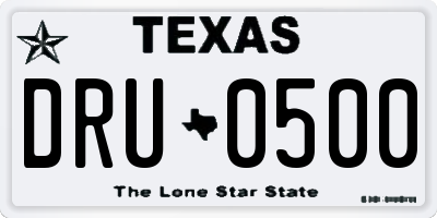 TX license plate DRU0500
