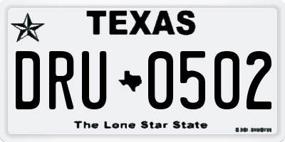 TX license plate DRU0502