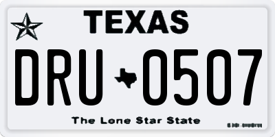 TX license plate DRU0507