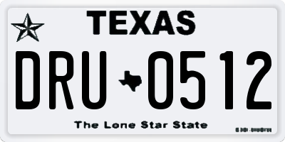 TX license plate DRU0512