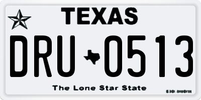 TX license plate DRU0513