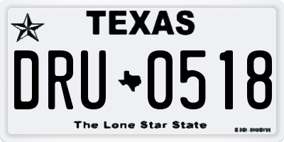 TX license plate DRU0518