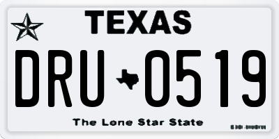 TX license plate DRU0519