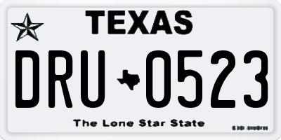 TX license plate DRU0523