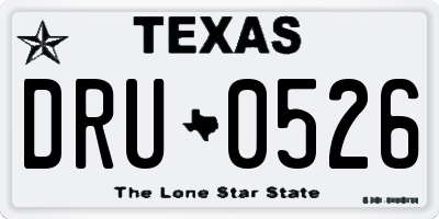 TX license plate DRU0526