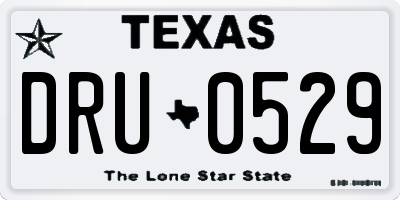 TX license plate DRU0529
