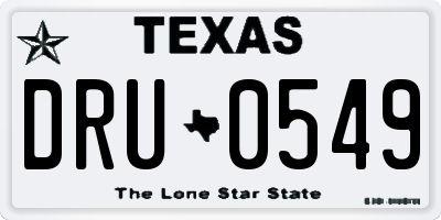 TX license plate DRU0549
