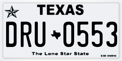 TX license plate DRU0553