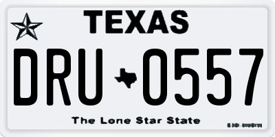 TX license plate DRU0557