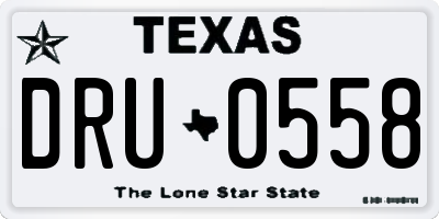 TX license plate DRU0558