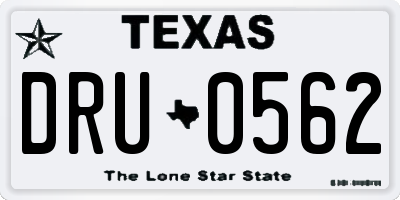 TX license plate DRU0562