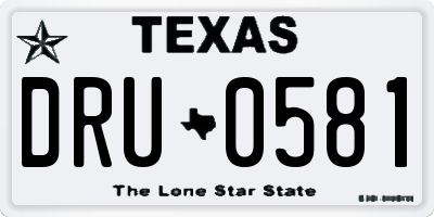 TX license plate DRU0581