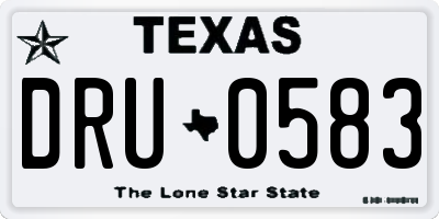 TX license plate DRU0583