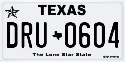 TX license plate DRU0604