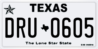 TX license plate DRU0605