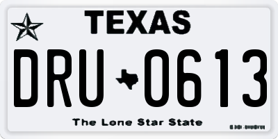 TX license plate DRU0613