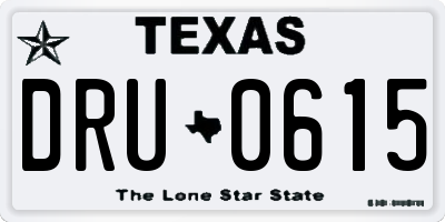 TX license plate DRU0615
