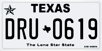 TX license plate DRU0619