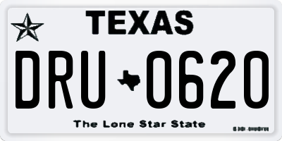 TX license plate DRU0620
