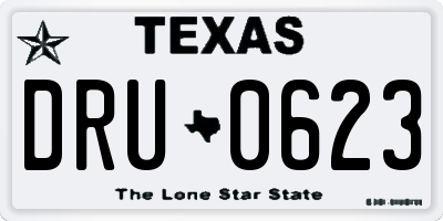 TX license plate DRU0623