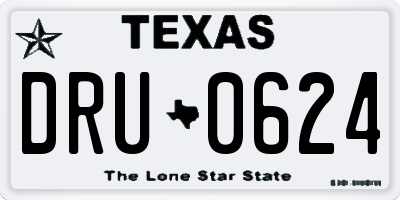 TX license plate DRU0624