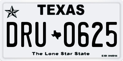 TX license plate DRU0625