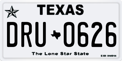 TX license plate DRU0626
