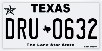TX license plate DRU0632