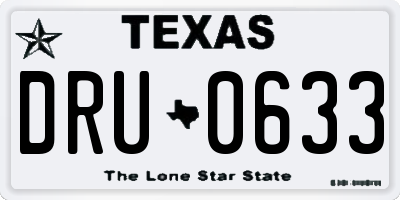 TX license plate DRU0633