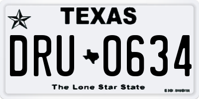 TX license plate DRU0634
