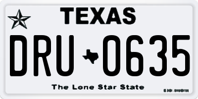 TX license plate DRU0635