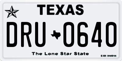 TX license plate DRU0640