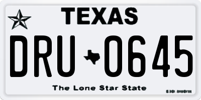 TX license plate DRU0645