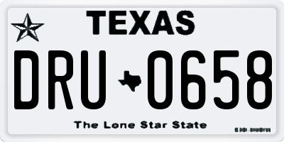 TX license plate DRU0658