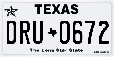TX license plate DRU0672