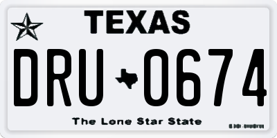TX license plate DRU0674