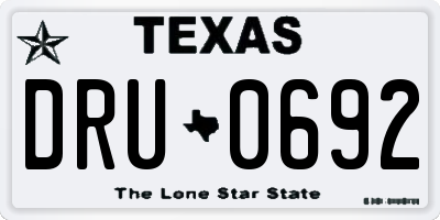 TX license plate DRU0692