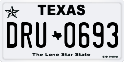 TX license plate DRU0693