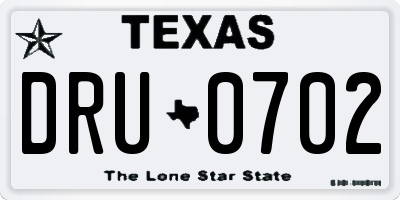 TX license plate DRU0702