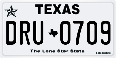 TX license plate DRU0709