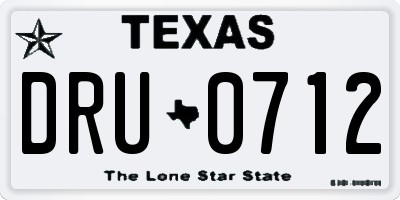 TX license plate DRU0712