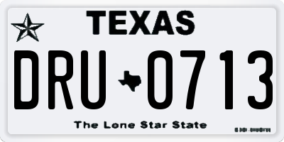 TX license plate DRU0713